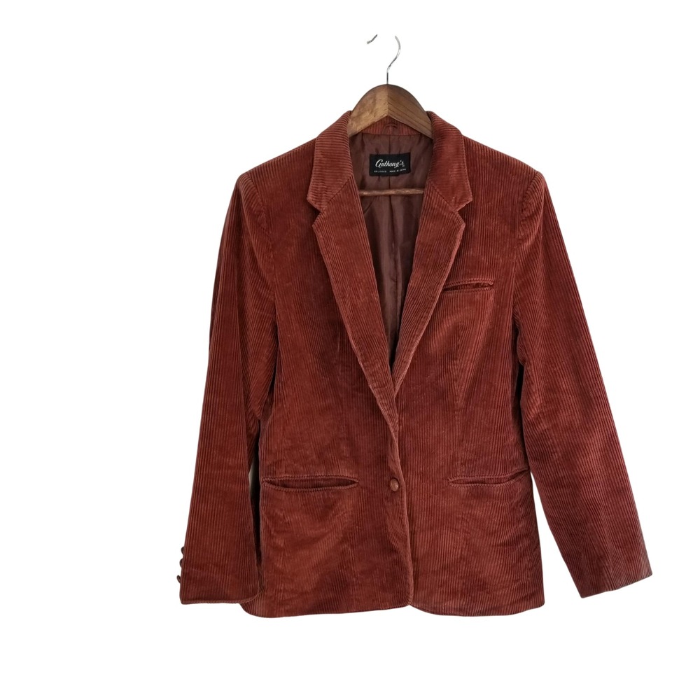 Anthony's Vintage Womens *4/6 Rust Brown Corduroy Blazer Jacket Made in Japan